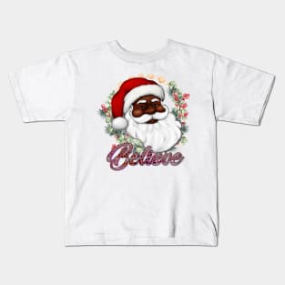 Believe Afro Santa Christmas Kids T-Shirt